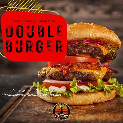 Double burger — iki kat dana köfte, cheddar ve bacon